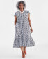 ფოტო #1 პროდუქტის Plus Size Split-Neck Tiered Dress, Created for Macy's