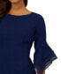 Women's Tiered-Cuff 3/4-Sleeve Sheath Dress navy sateen, 6 - фото #3