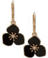 Gold-Tone Pavé Jet Flower Drop Earrings