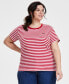 ფოტო #2 პროდუქტის Trendy Plus Size Perfect Sandy Striped T-Shirt