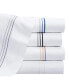 Sateen Full Sheet Set, 1 Flat Sheet, 1 Fitted Sheet, 2 Pillowcases, 600 Thread Count, Sateen Cotton, Pristine White with Fine Baratta Embroidered 3-Striped Hem