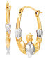 ფოტო #1 პროდუქტის Two-Tone Claddagh Hoop Earrings in 14k Gold & White Rhodium-Plate