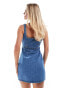 Фото #2 товара DTT Petite denim button front mini dress in mid blue