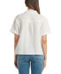 Фото #2 товара Juniors' Cotton Short-Sleeve Collared Gauze Top