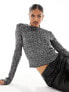 Фото #2 товара NA-KD glitter knit deep back long sleeve top in black