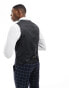 ASOS DESIGN skinny windowpane check suit waistcoat in navy Синий, Chest 42 Regular - фото #3