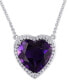 ფოტო #1 პროდუქტის Amethyst (5-5/8 ct. t.w.) & Diamond (1/5 ct. t.w.) Heart Halo 18" Pendant Necklace in 14k White Gold