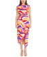 Women's Printed Faux-Wrap Midi Dress