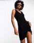 French Connection deep v neck bodycon jersey dress in black