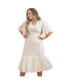 Фото #1 товара Plus Size Flutter Sleeve Smocked Cleo Midi Dress