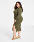 Фото #3 товара Trendy Plus Size Rib-Knit Midi Dress