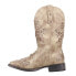 Roper Kennedy Glitter Tooled Inlay Square Toe Cowboy Womens Beige Casual Boots