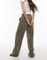 Topshop – Elegante Hose in Dunkelkhaki mit Wickeldetail am Bund, Kombiteil данклз цвета хаки, 42 - фото #3