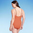 Фото #3 товара Women's Jacquard Rectangle Wire One Piece Swimsuit - Shade & Shore Orange S