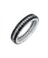 ფოტო #4 პროდუქტის Pave Cubic Zirconia Two Tone 3 Row Stripe AAA CZ Statement Black & White Eternity Band Ring For Women .925 Sterling Silver