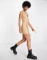 Parisian Tall belted denim utility dress in camel