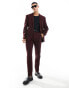 Фото #6 товара ASOS DESIGN slim fit wool mix suit jacket in burgundy twill