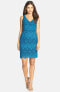 NUE by Shani 237605 Womens Sleeveless V-Neck Lace Sheath Dress Blue Size 4