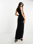 ASOS DESIGN slash neck drape detail maxi dress in black