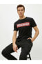 Фото #1 товара Футболка Koton Black Slogan ShortSleeve Crewneck