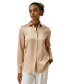 ფოტო #1 პროდუქტის Women's Spread Collar Silk Shirt