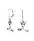ფოტო #1 პროდუქტის Golf Balls Clubs Dangle Earrings Lever back Oxidized .925 Sterling Silver Golf Jewelry Golf Player Gifts for Women Female Golfers