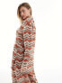 South Beach embroidered oversized beach shirt co-ord in rust