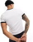 Фото #3 товара ASOS DESIGN muscle-fit ringer t-shirt in white with lips chest print