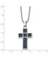 ფოტო #3 პროდუქტის Black and Blue Carbon Fiber Inlay Cross Pendant Ball Chain Necklace