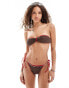 Фото #1 товара COLLUSION crochet bandeau bikini top with red binding co-ord in brown