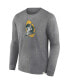 Фото #2 товара Men's Heather Charcoal Green Distressed Bay Packers Washed Primary Long Sleeve T-shirt