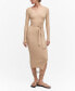 ფოტო #1 პროდუქტის Women's Belt Detail Knitted Midi Dress