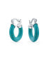 ფოტო #2 პროდუქტის Medium Enhanced Gemstone Red Orange Coral Blue Turquoise Pink Jade Black Onyx Round Tube Hoop Earrings Western Jewelry Sterling Silver .75 In Diameter