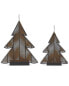 Фото #1 товара K&K Interiors Set Of 2 Metal Christmas Tree Lanterns Black