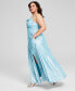 ფოტო #4 პროდუქტის Trendy Plus Size Glittery Cowlneck Corset Gown