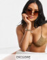 South Beach exaggerated wire bikini top in gold metallic