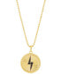 Black Spinel Lightning Bolt Disc Pendant Necklace (1/5 ct. t.w.) in 14k Gold-Plated Sterling Silver, 16" + 4" extender