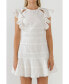 Фото #1 товара Women's Lace Trimmed Ruffle Sleeve Dress with Cutout