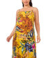 Фото #3 товара Plus Size Floral-Print Square-Neck Maxi Dress