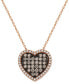 Фото #1 товара Chocolate Diamonds (1/2 ct. t.w.) & Vanilla Diamonds (1/6 ct. t.w.) Heart 18" Pendant Necklace in 14k Rose Gold