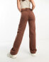 Фото #2 товара DTT Tall Kristen mid ride straight leg jeans in chocolate