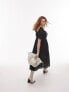 Фото #1 товара Topshop square neck heart broderie midi dress in black