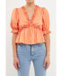 Фото #1 товара Women's Ruffle Detail Top with Puff Sleeves