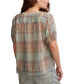 ფოტო #2 პროდუქტის Women's Cotton Plaid Smocked-Shoulder Blouse