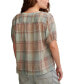 Фото #2 товара Women's Cotton Plaid Smocked-Shoulder Blouse