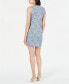 MAISON JULES Women's Floral Sleeveless Crew Neck Mini Sheath Dress Blue L