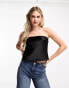 New Look satin bandeau top in black