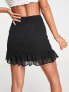 Фото #2 товара Topshop asymmetric ruffle mini skirt in black