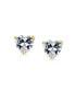 2CT Cubic Zirconia Heart Shaped CZ Solitaire Stud Earrings For Women Girlfriend 14K Gold Plated Sterling Silver 8MM