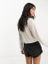 ASOS DESIGN light weight marled boxy long sleeve top in oatmeal marl